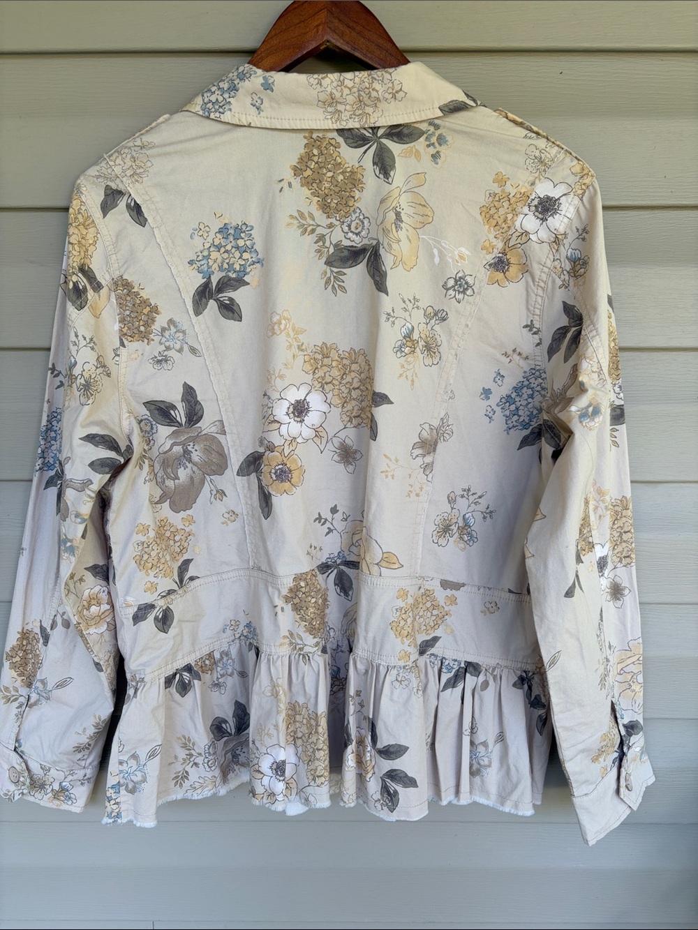 Democracy Floral Peplum Top/Lightweight Shacket Large - Picture 4 of 8